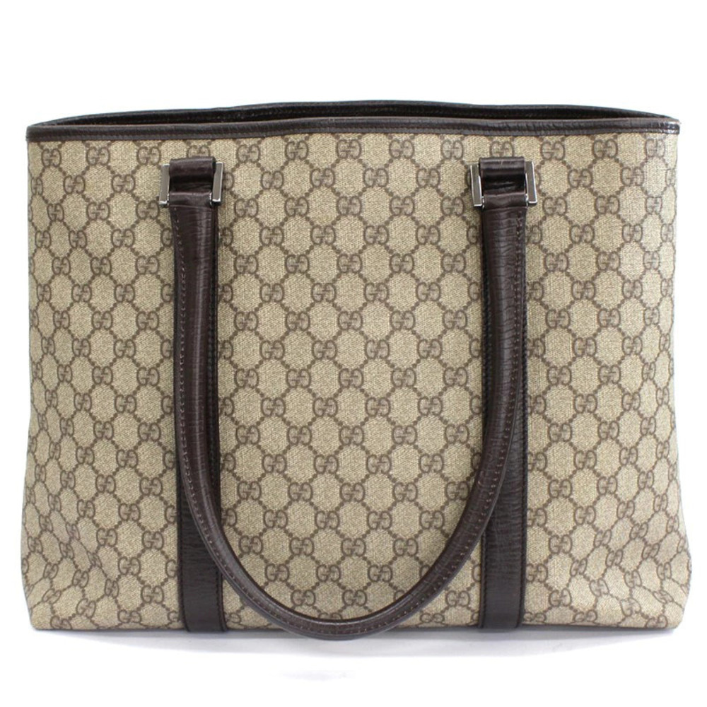 Gucci Leather Bag Shoulder Beige Tote Brown GG Handbag